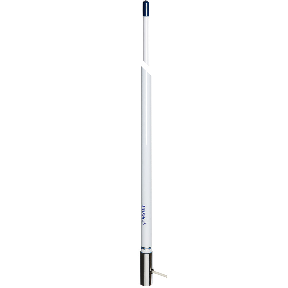 Scout 8' White VHF Antenna 6dB Stainless Steel Ferrule w/5M RG-58 Coax Includes PL-259 KS-42