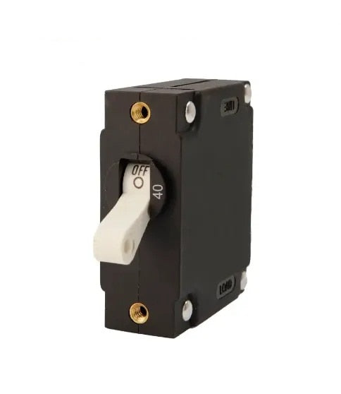 EGIS A Series White Toggle Panel Mount Circuit Breaker Single Pole AC/DC 40 Amp Retail Pack