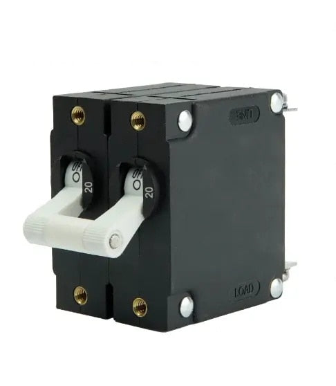 EGIS A Series White Toggle Panel Mount Circuit Breaker Dual Pole AC 20 Amp Retail Pack