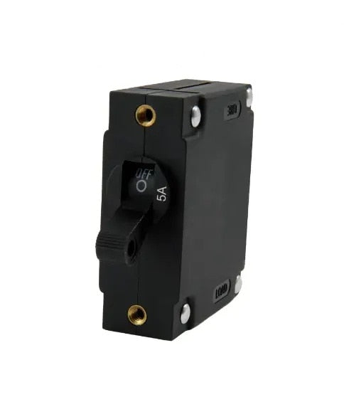 EGIS A Series Black Toggle Panel Mount Circuit Breaker Single Pole AC/DC 5 Amp Retail Pack