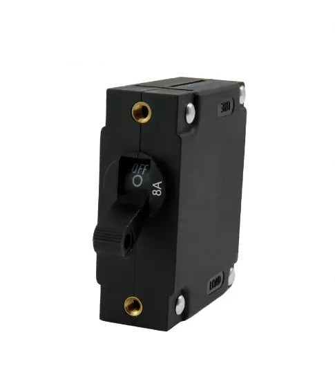 EGIS A Series Black Toggle Panel Mount Circuit Breaker Single Pole AC/DC 8 Amp Retail Pack