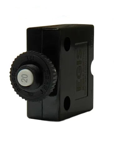 EGIS Push Button Panel Mount Circuit Breaker Spade Terminals 20 Amp Retail Pack