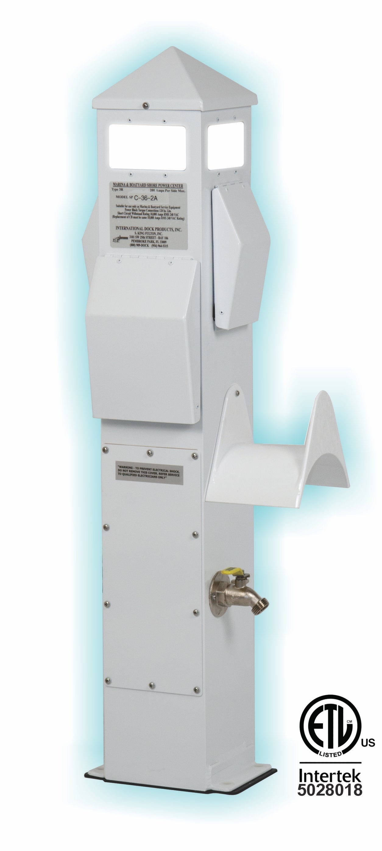 31 INCH DOCK MOUNT MARINE POWER PEDESTAL - 30/20/1H2O/1HH/LED&P/DIRECT