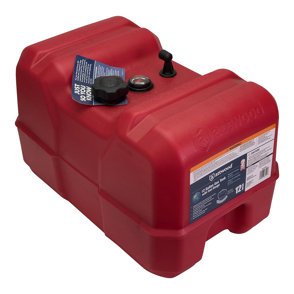 Attwood Portable Fuel Tank - 12 Gallon w/Gauge - Boat Gear USA