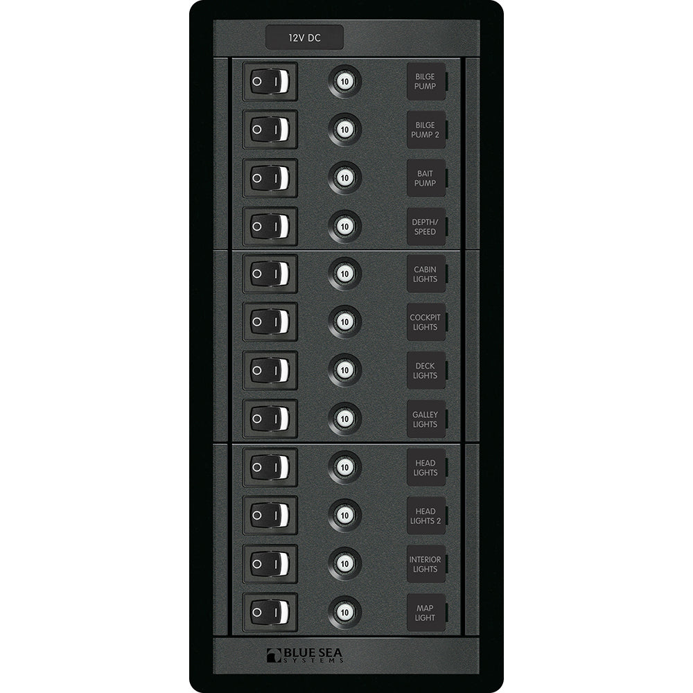 Blue Sea 1461 12 Position Circuit Breaker Panel - 12V - 120A - Boat Gear USA