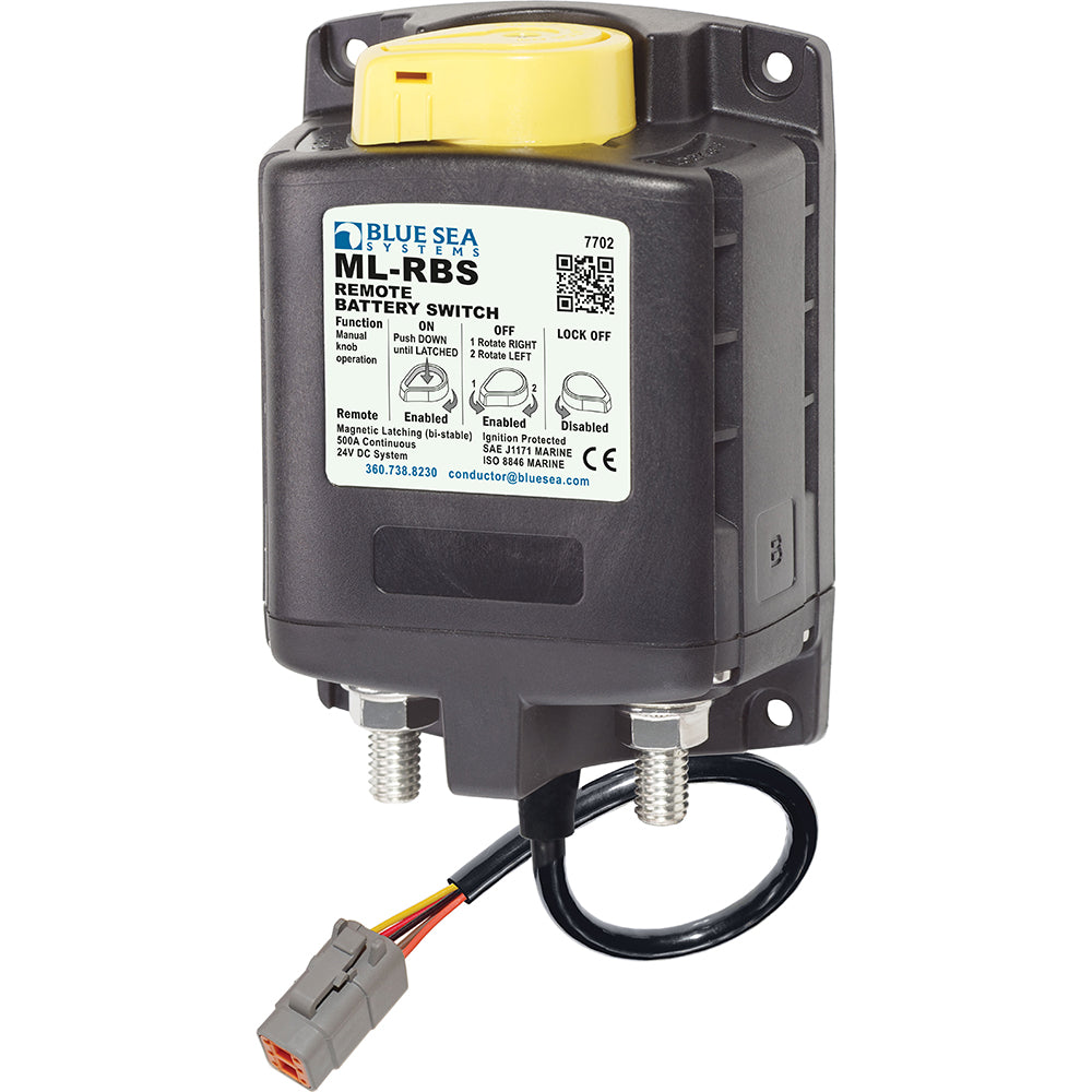 Blue Sea 7702100 ML Solenoid 24V 500A w/Manual Control & Deutsch Connector - Boat Gear USA