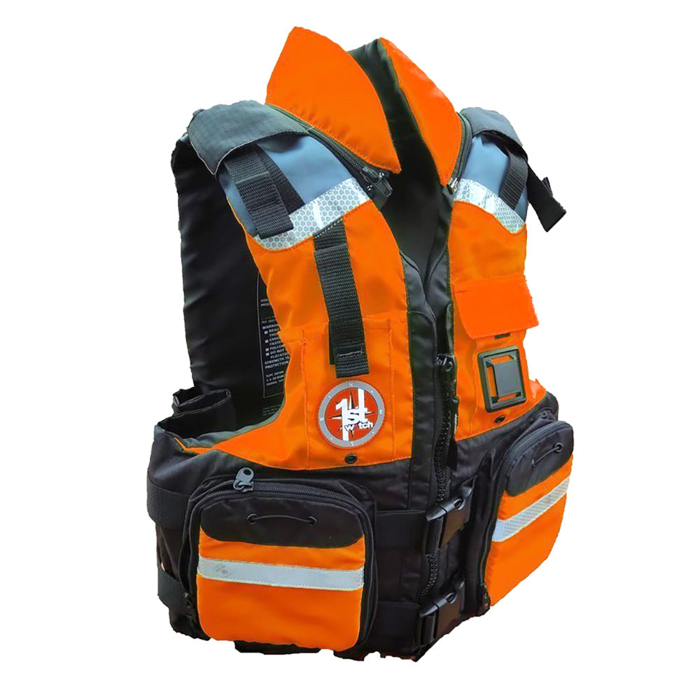 First Watch AV-800 4 Pocket Vest Hi-Vis - Orange/Black - L/XL - Boat Gear USA