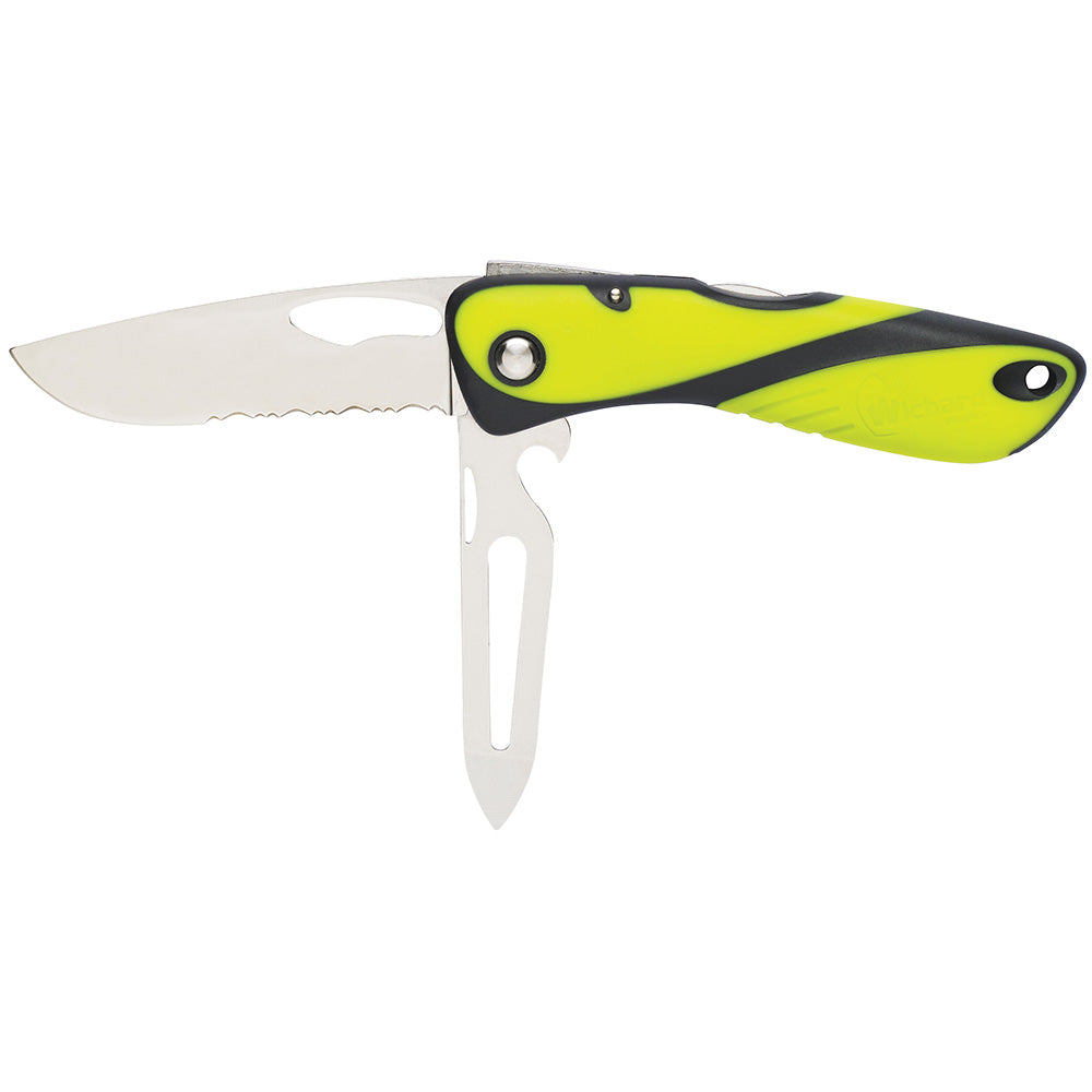Wichard Offshore Knife - Serrated Blade - Shackler/Spike - Fluorescent - Boat Gear USA