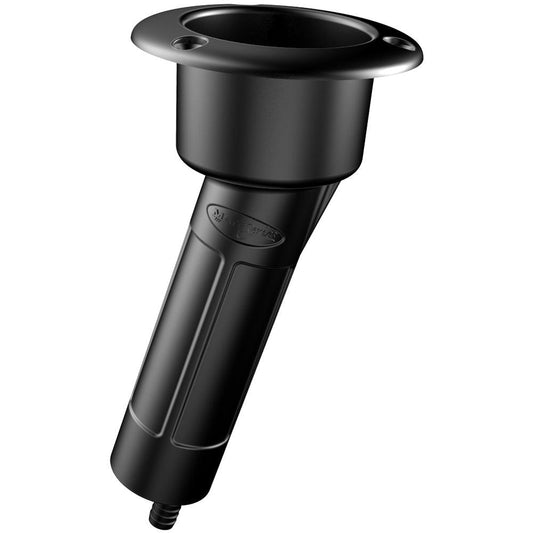 Mate Series Plastic 15° Rod & Cup Holder - Drain - Round Top - Black - Boat Gear USA