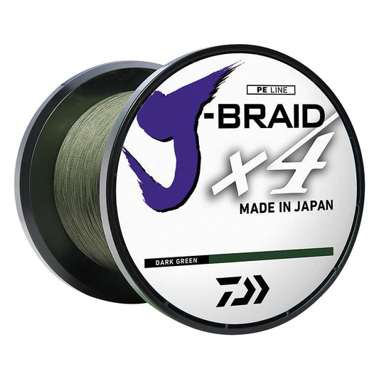 Daiwa J-BRAID x4 Braided Line - 65 lbs - 300 yds - Dark Green - Boat Gear USA