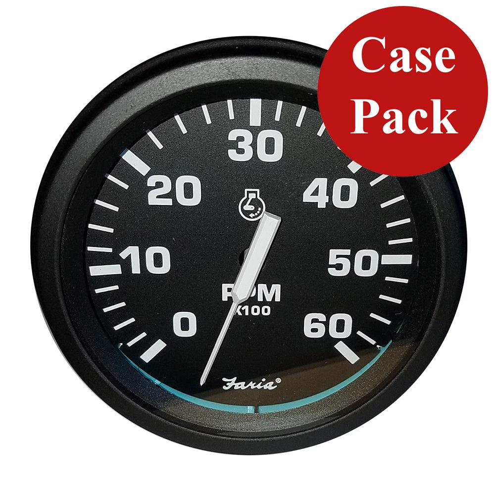 Faria 4" Heavy-Duty Tachometer (6000 RPM) Gas - Black *Bulk Case of 12* - Boat Gear USA