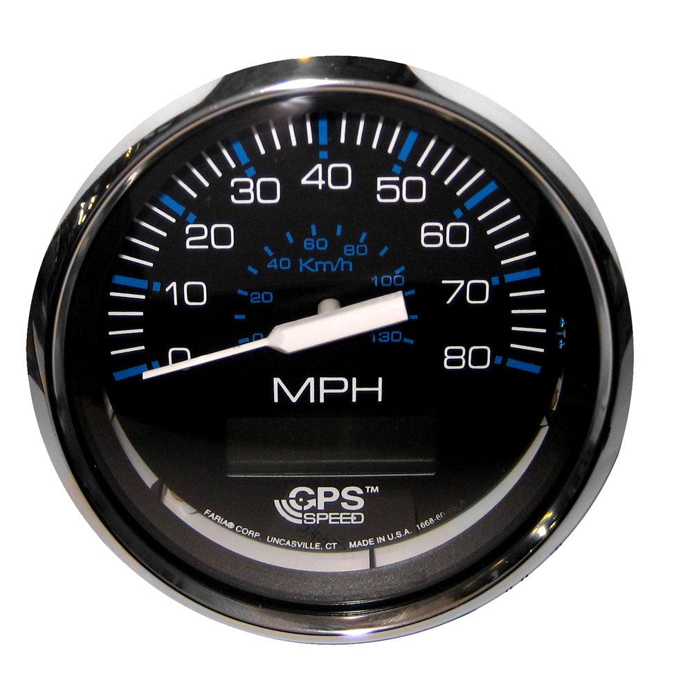 Faria Chesapeake Black 4" Speedometer w/ LCD Heading Display - 80MPH (GPS) - Boat Gear USA