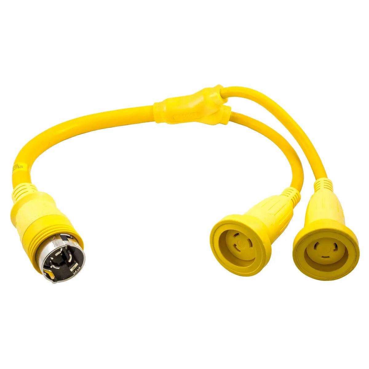 Hubbell Hbl64cm57 Y Adapter 2 30a Cords - 50a 125v Dock - Boat Gear USA