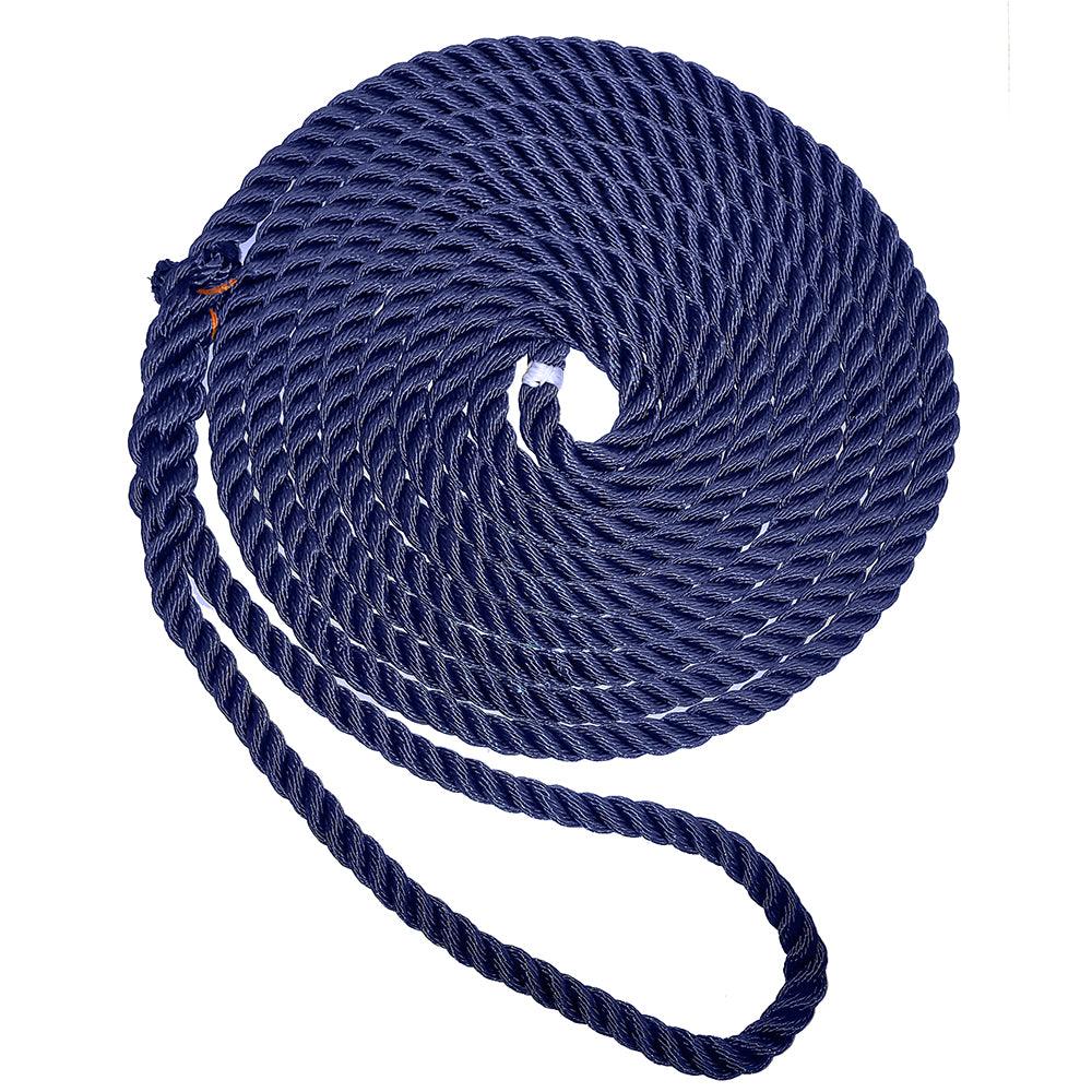 New England Ropes 5/8" Premium 3-Strand Dock Line - Navy Blue - 35' - Boat Gear USA