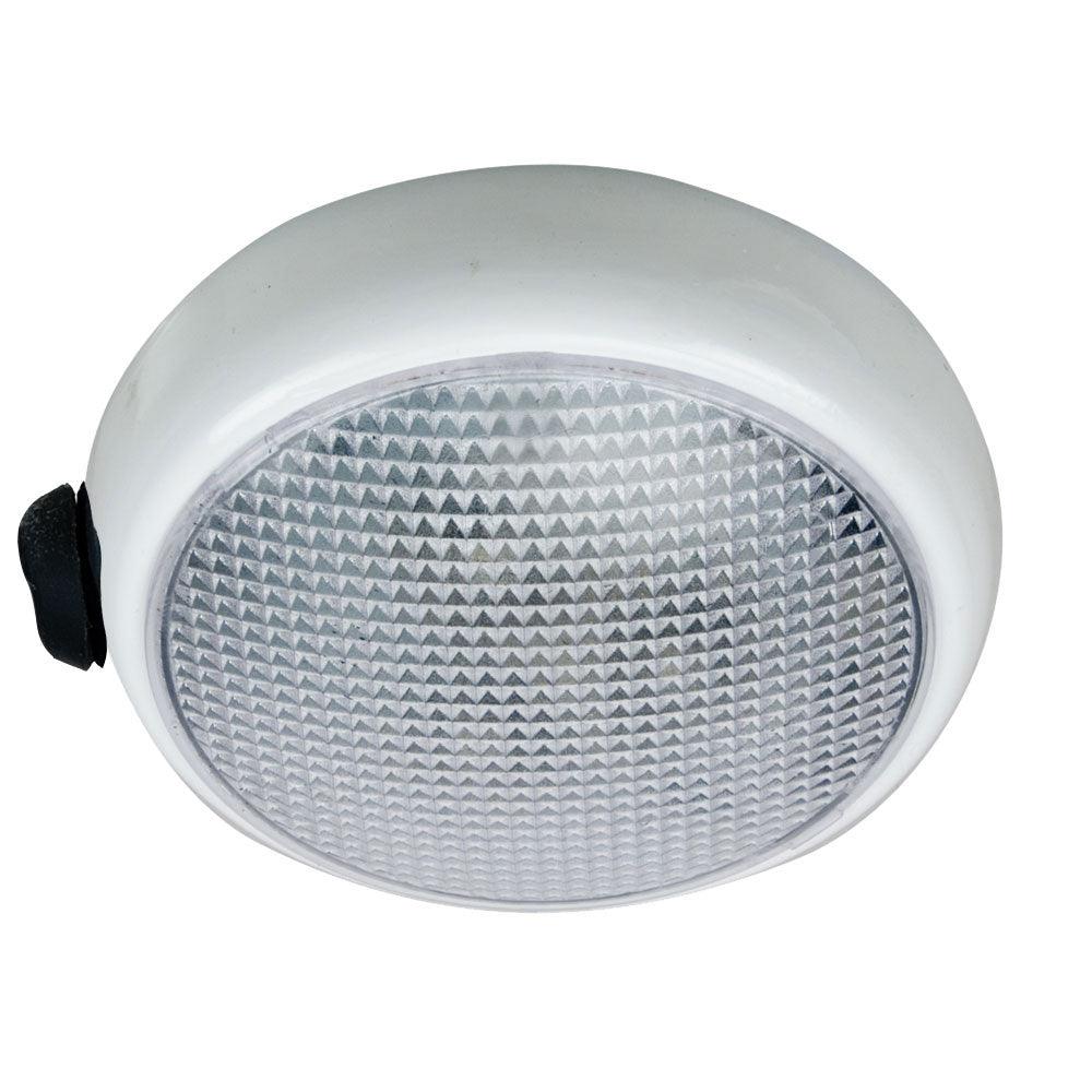 Perko Round Surface Mount LED Dome Light - White Powder Coat - w/ Switch - Boat Gear USA