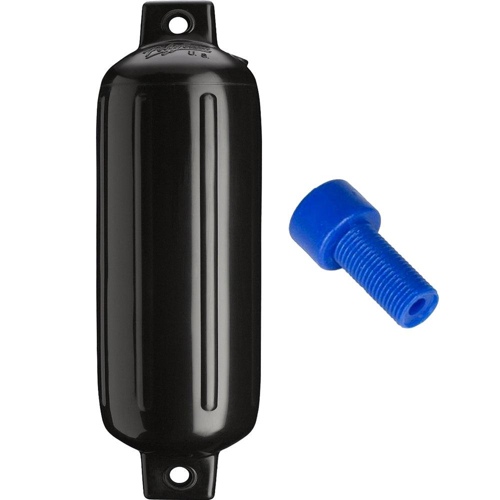 Polyform G-4 Twin Eye Fender 6.5" x 22" - Black w/Adapter - Boat Gear USA