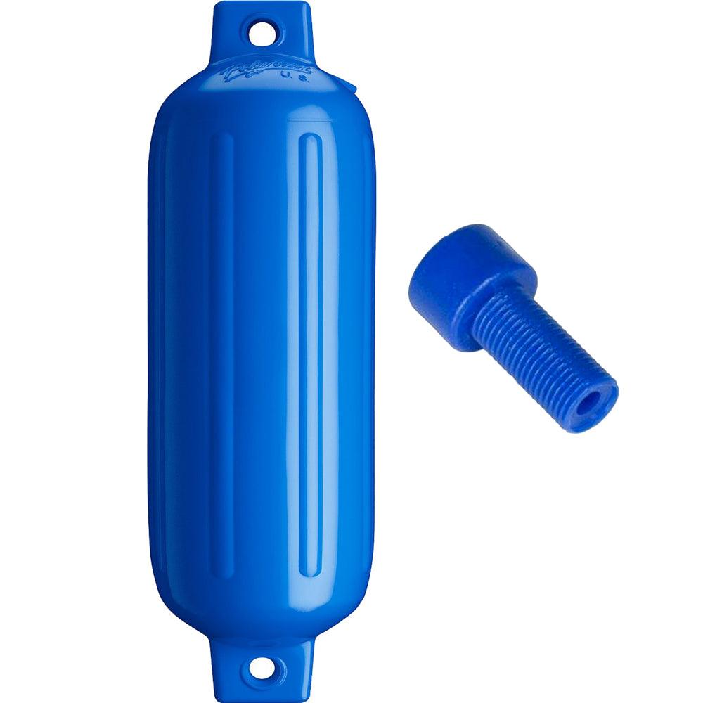 Polyform G-4 Twin Eye Fender 6.5" x 22" - Blue w/Adapter - Boat Gear USA