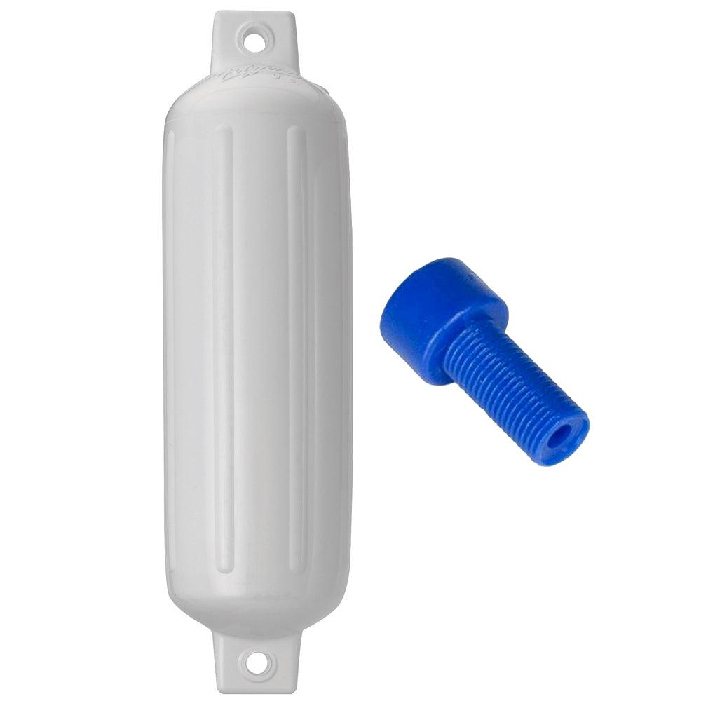 Polyform G-4 Twin Eye Fender 6.5" x 22" White w/Adapter - Boat Gear USA