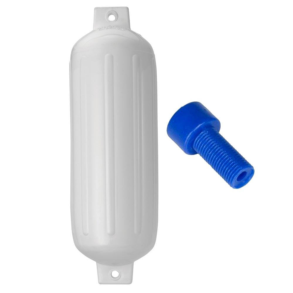 Polyform G-5 Twin Eye Fender 8.8" x 26.8" - White w/Adapter - Boat Gear USA