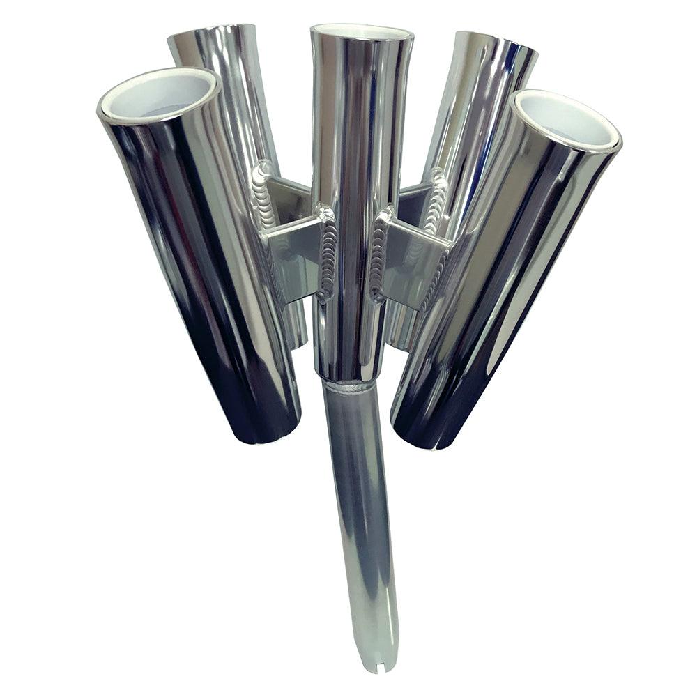 Tigress Five Rod Cluster - Bent Butt - Polished Aluminum - Boat Gear USA