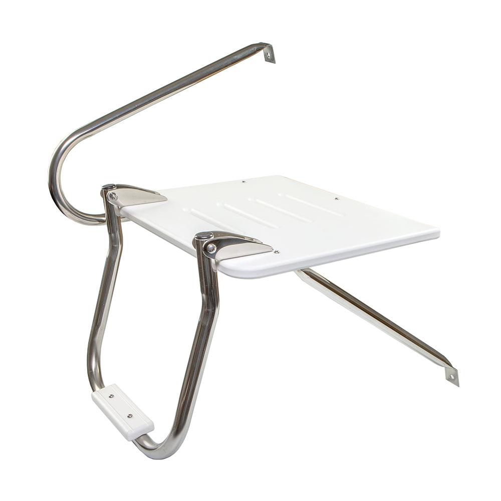 Whitecap White Poly Swim Platform w/Ladder f/Outboard Motors - Boat Gear USA