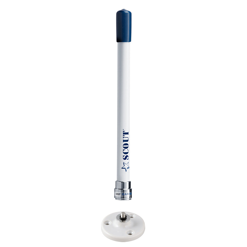 Scout 9" Stubby White VHF Antenna w/Quick Mount Includes 5M RG-58, Mount & Integrated Connector KS-10