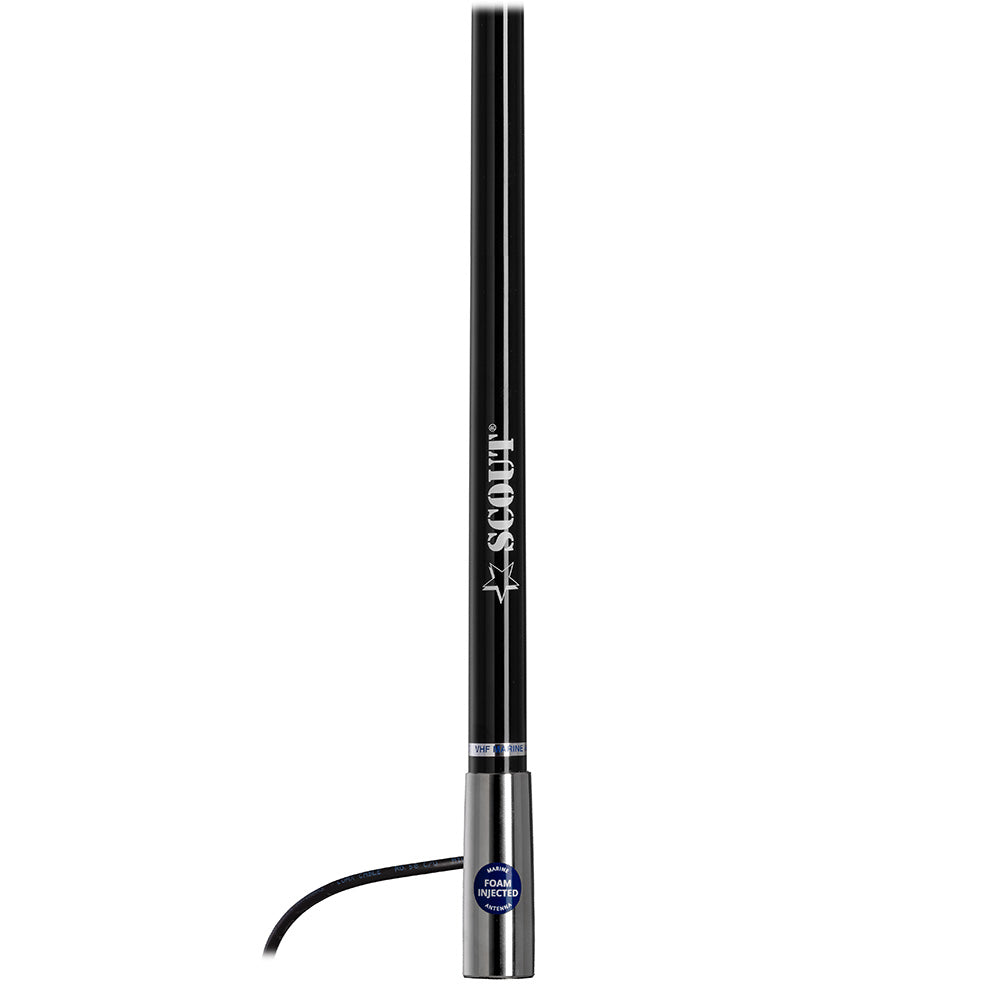 Scout 4' Black VHF Antenna 3dB Stainless Steel Ferule w/5M RG-58 Includes PL-259