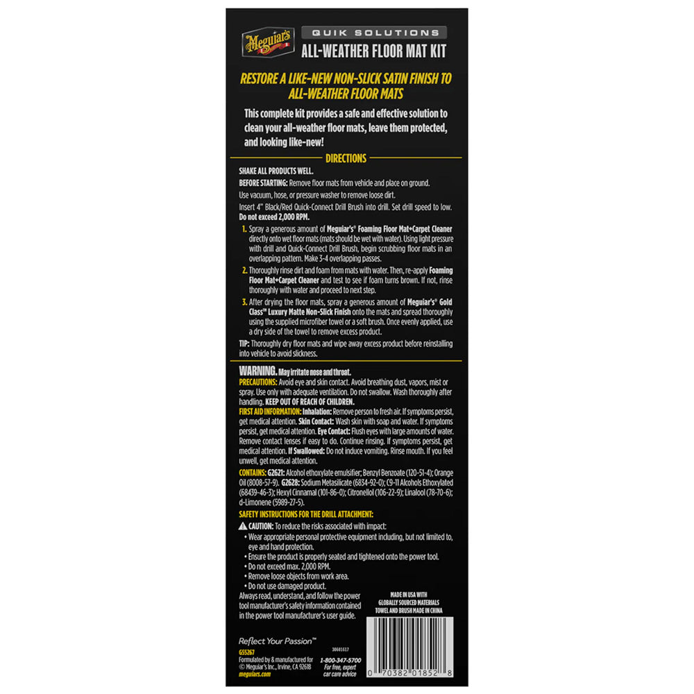 Meguiar's Quik Solutions All-Weather Floor Mat Kit