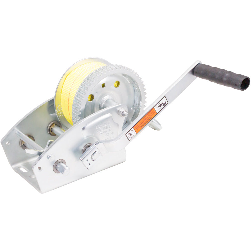 Load Rite Two-Speed Trailer Winch - 3200lbs - 25' Yellow Heavy Duty Strap