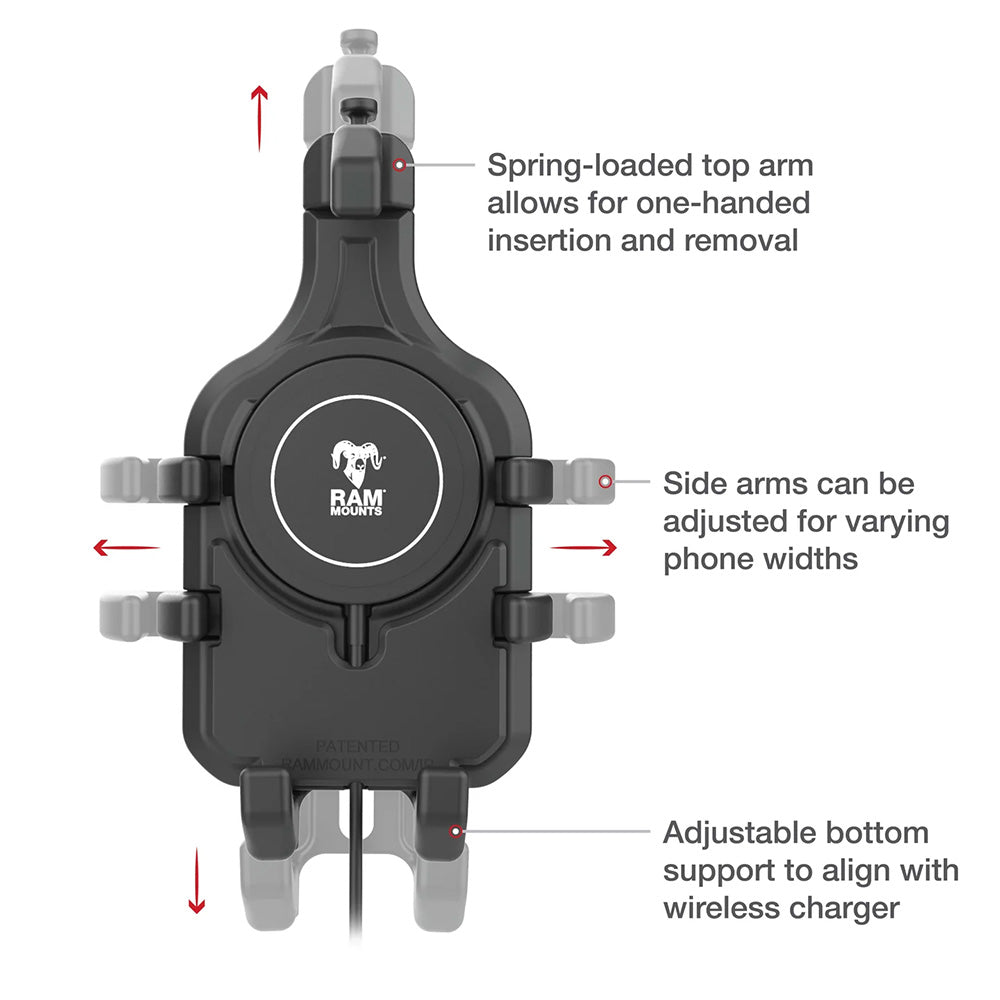 Ram Mount RAM Quick-Grip Pro w/Ball & Qi2 15W Wireless Charger