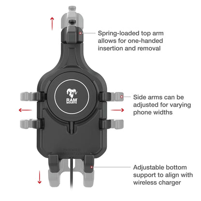 Ram Mount RAM Quick-Grip Pro w/Ball & Qi2 15W Wireless Charger