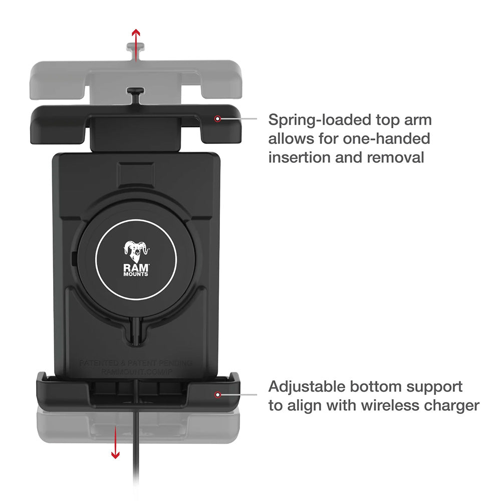 Ram Mount RAM Quick-Grip Pro XL w/Ball & Qi2 15W Wireless Charger