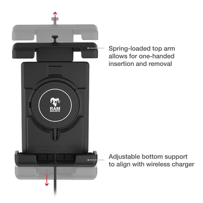 Ram Mount RAM Quick-Grip Pro XL w/Ball & Qi2 15W Wireless Charger