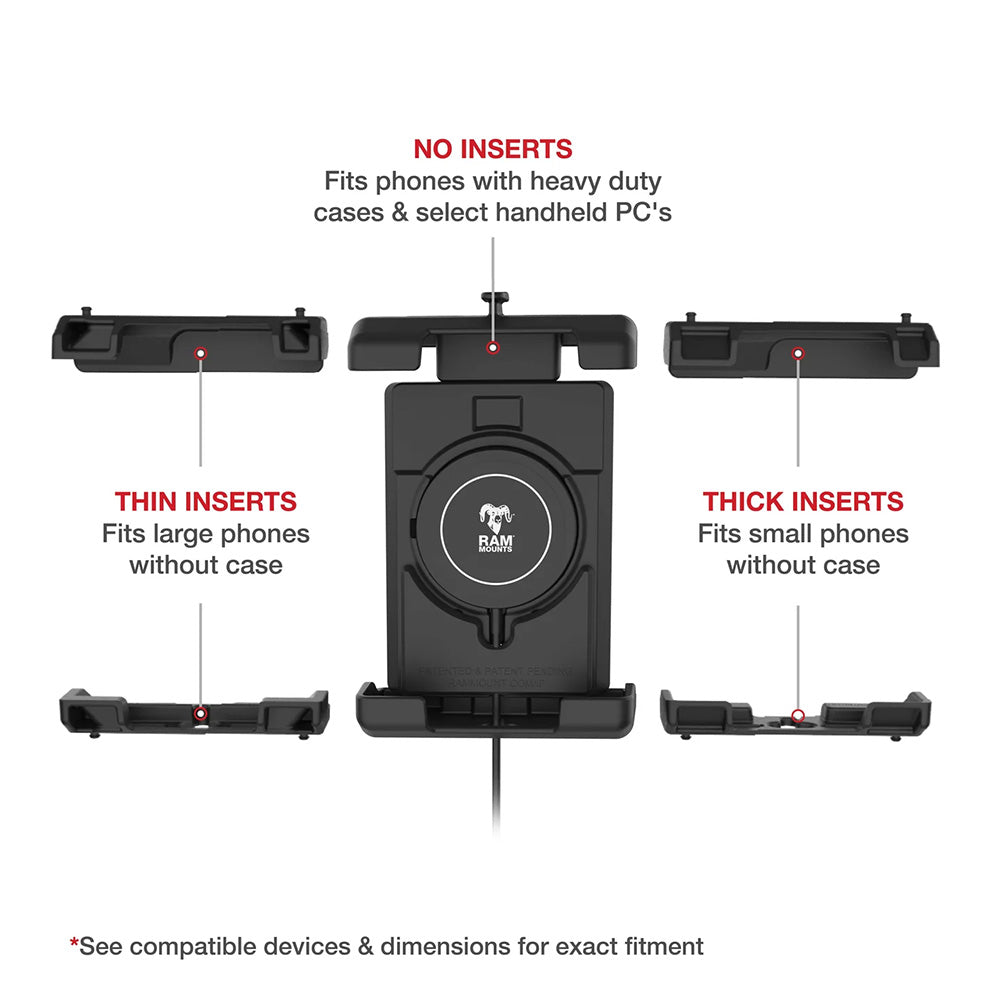 Ram Mount RAM Quick-Grip Pro XL w/Ball & Qi2 15W Wireless Charger