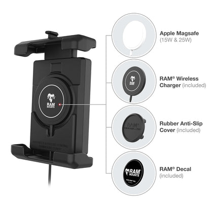 Ram Mount RAM Quick-Grip Pro XL w/Ball & Qi2 15W Wireless Charger