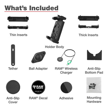Ram Mount RAM Quick-Grip Pro XL w/Ball & Qi2 15W Wireless Charger