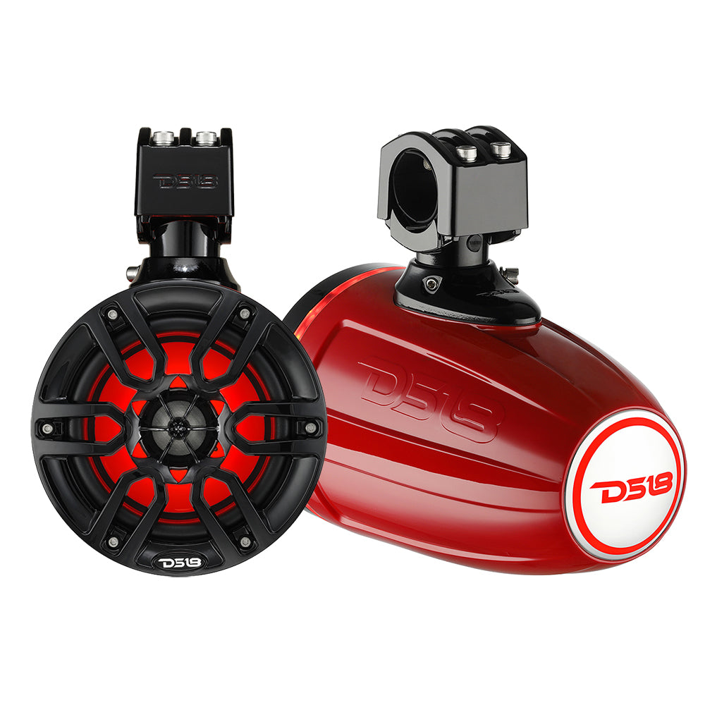DS18 X Series HYDRO 6.5" Wakeboard Pod Tower Speakers w/RGB LED Light - 300W - Red