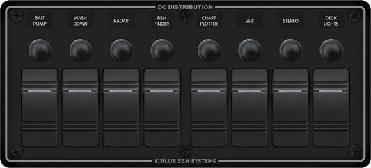 Blue Sea Water Resistant Circuit Breaker Panel 8 Position-Black