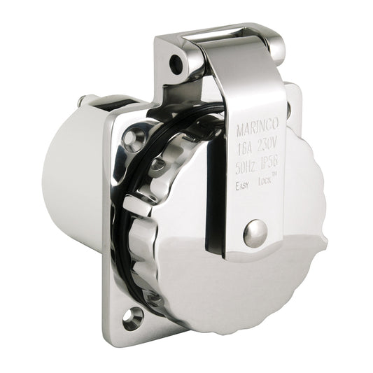 Marinco 16A 230V Easy Lock 316 Stainless Steel Inlet