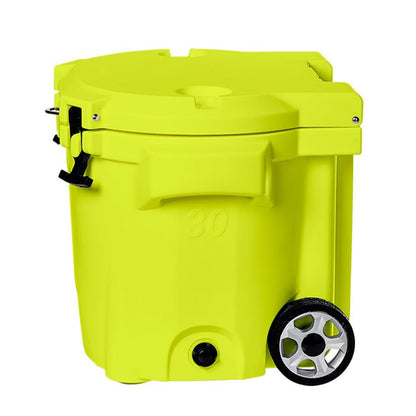 LAKA Coolers 30 Qt Cooler w/Telescoping Handle & Wheels - Yellow - Boat Gear USA