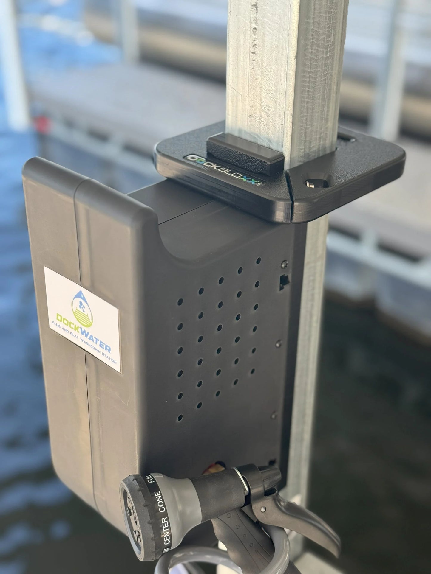 Dock Water portable washdown station - DockBloxx drill free secure mounting system