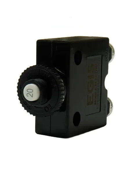 EGIS Push Button Panel Mount Circuit Breaker Screw Terminals 20 Amp Retail Pack