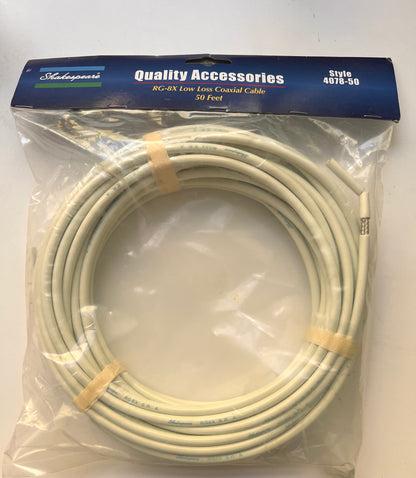 Shakespeare 50' Rg8x Cable 50-ohm Low Loss White - OVERSTOCK SPECIAL
