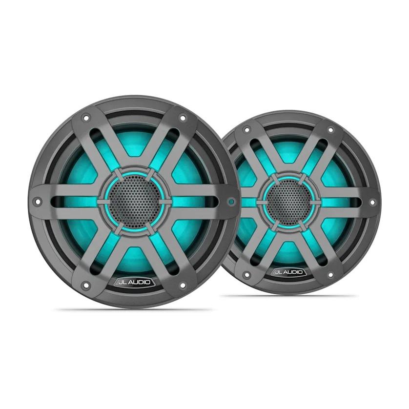 JL Audio M200 7.7in Marine Speaker Pair with LED and Gray Sport Grille