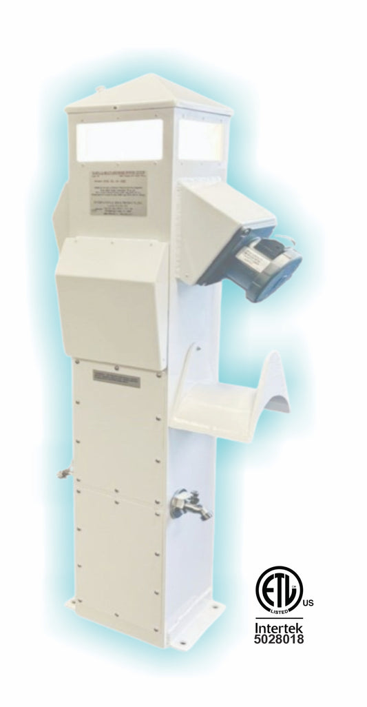 41 INCH DOCK MOUNT MARINE POWER PEDESTAL - 100/50/30/20/2H2O/1HH/LED&P/DIRECT