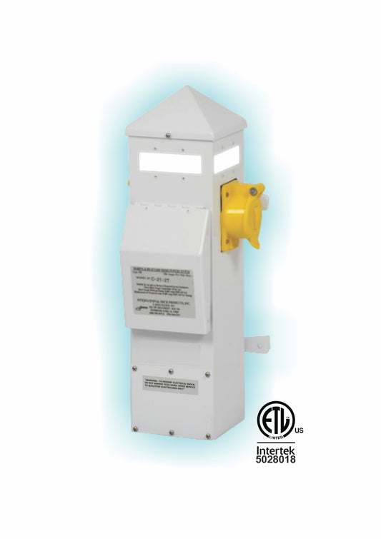 21 INCH PILING MOUNT MARINE POWER PEDESTAL - 30/20/LED&P/DIRECT