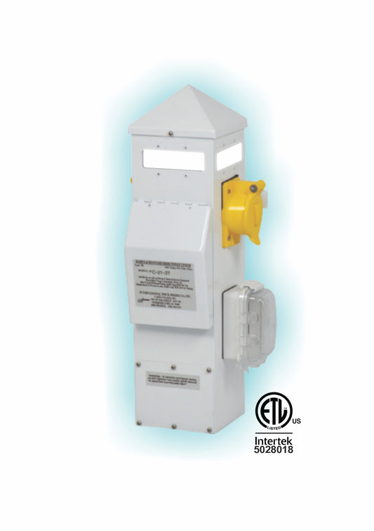 21 INCH PILING MOUNT MARINE POWER PEDESTAL - 50/30/20/LED&P/DIRECT