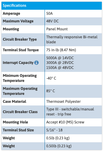 OPEN BOX Blue Sea Systems 187 Series Circuit Breaker - 50A