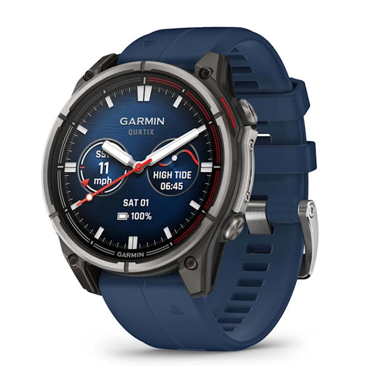 Garmin Quatix 8 47mm Amoled Smartwatch Titanium Bezel Captain Blue Silicone Band