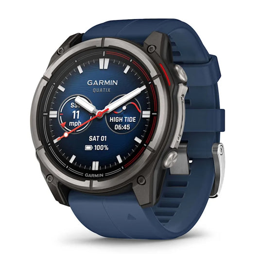 Garmin Quatix 8 51mm Amoled Smartwatch Titanium Bezel Captain Blue Silicone Band
